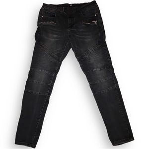 ZLZ Black Stretch Moto Jeans - 35